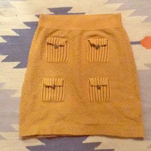Anthropologie Moth Mustard Pocket Skirt